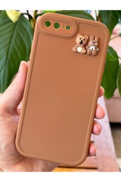 Fibaks İphone 7 / 8 Plus Uyumlu Kılıf Kamera Korumalı Ayıcık Ve Tavşan Figürlü Yumuşak Silikon Kapak