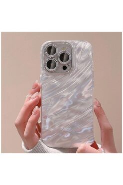 Pro Aksesuar Apple Iphone 16 Pro Max Uyumlu Kılıf Parlak Dalgalı Silikon Kılıf Gri