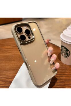 EDELFU İPhone 16 Pro Max Çöl Titanyum Sararmaz Mika Kamera Çerçeveli Darbeye Dayanıklı Telefon Kılıfı