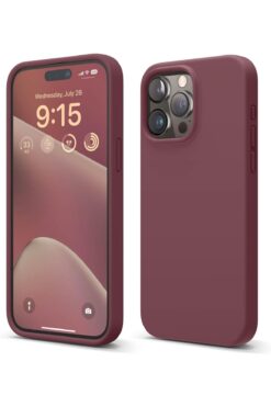 KVK PRİVACY Apple iPhone 15 Pro Max Kılıf Kadife Lansman Soft Yumuşak Liquid Silikon Kamera Korumalı Kapak Bordo