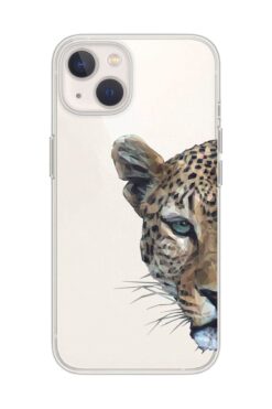 Magic Ring Iphone 13 Uyumlu Kaplan Desenli Şeffaf Telefon Kılıfı