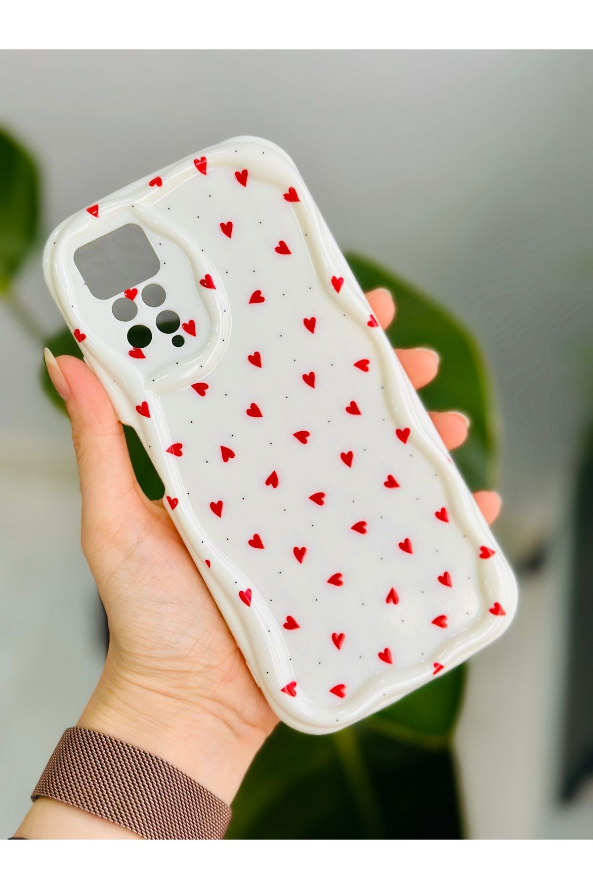 Go Aksesuar Xiaomi Note 11 Pro - 12 Pro 4g Uyumlu Kırmızı Kalpler Tasarımlı Silikon Kılıf