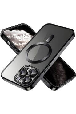 Fibaks İphone 14 Pro Uyumlu Kılıf Kamera Lens Korumalı Magsafe Şarj Kilifi Şeffaf Renkli Yumuşak Kapak