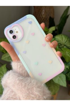 Go Aksesuar Iphone 11 Uyumlu Antişok (12 Görünümlü Köşeli) Kalp Kamera Tasarımlı Silikon Kamera Korumalı Kılıf