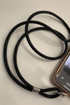 Beilys Swarovski Taşlı Siyah Ip Telefon Boyun Askısı