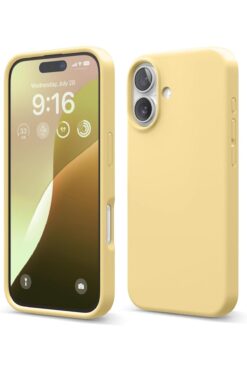 Merwish İphone 16 Plus Uyumlu Içi Kadife Yumuşak Silikon Kamera Korumalı Kılıf Kapak Sarı
