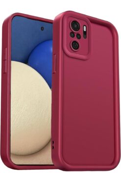 Fibaks Xiaomi Redmi Note 10/10S Uyumlu Kılıf Kamera Korumalı Yumuşak Dokulu Darbe Emici Bordo Silikon Kapak