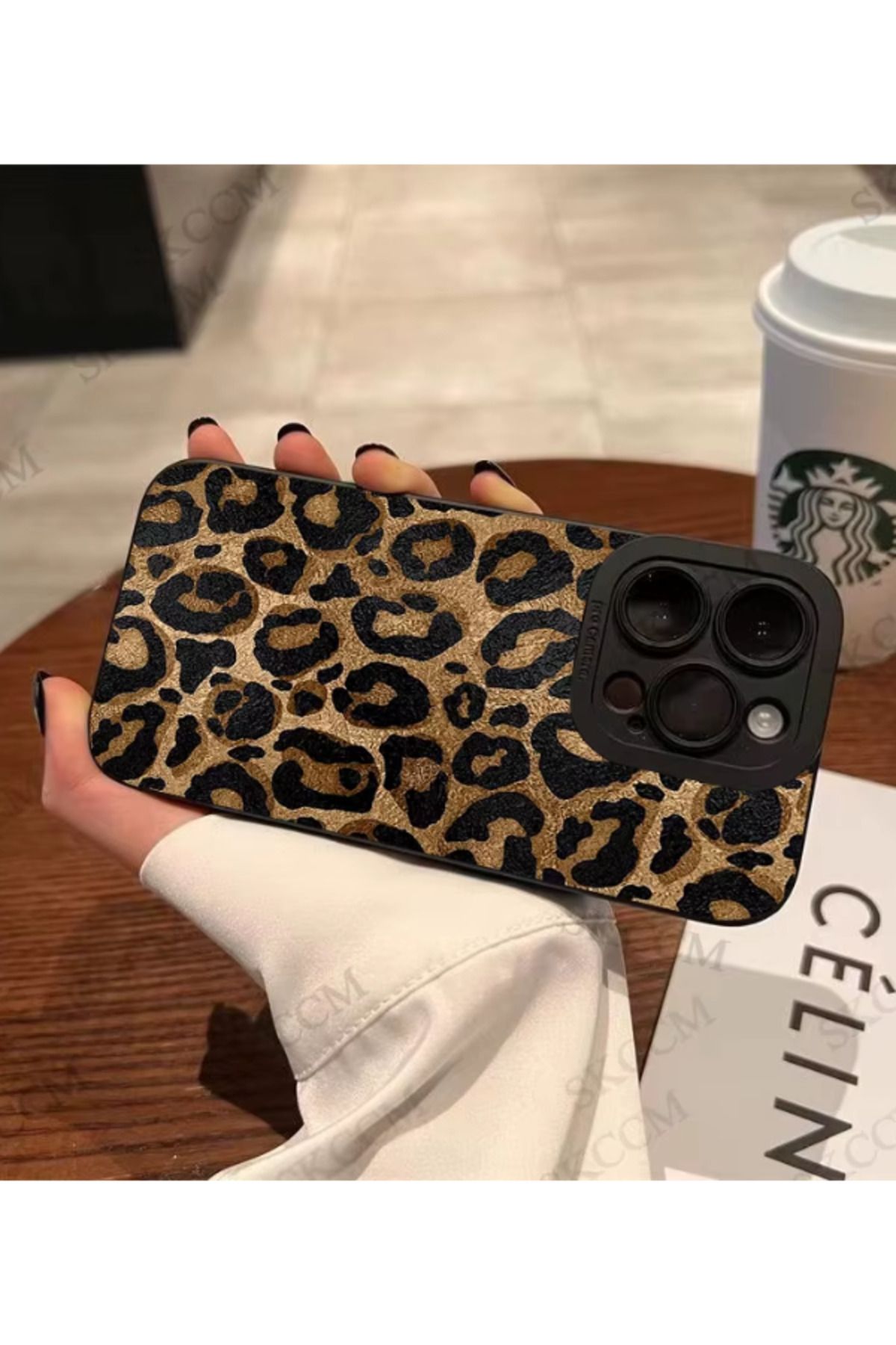 KVK PRİVACY İphone 15 Pro Uyumlu Kılıf Mat Sarı Leopar Desenli Yumuşak Kamera Korumalı Kapak - Görsel 3