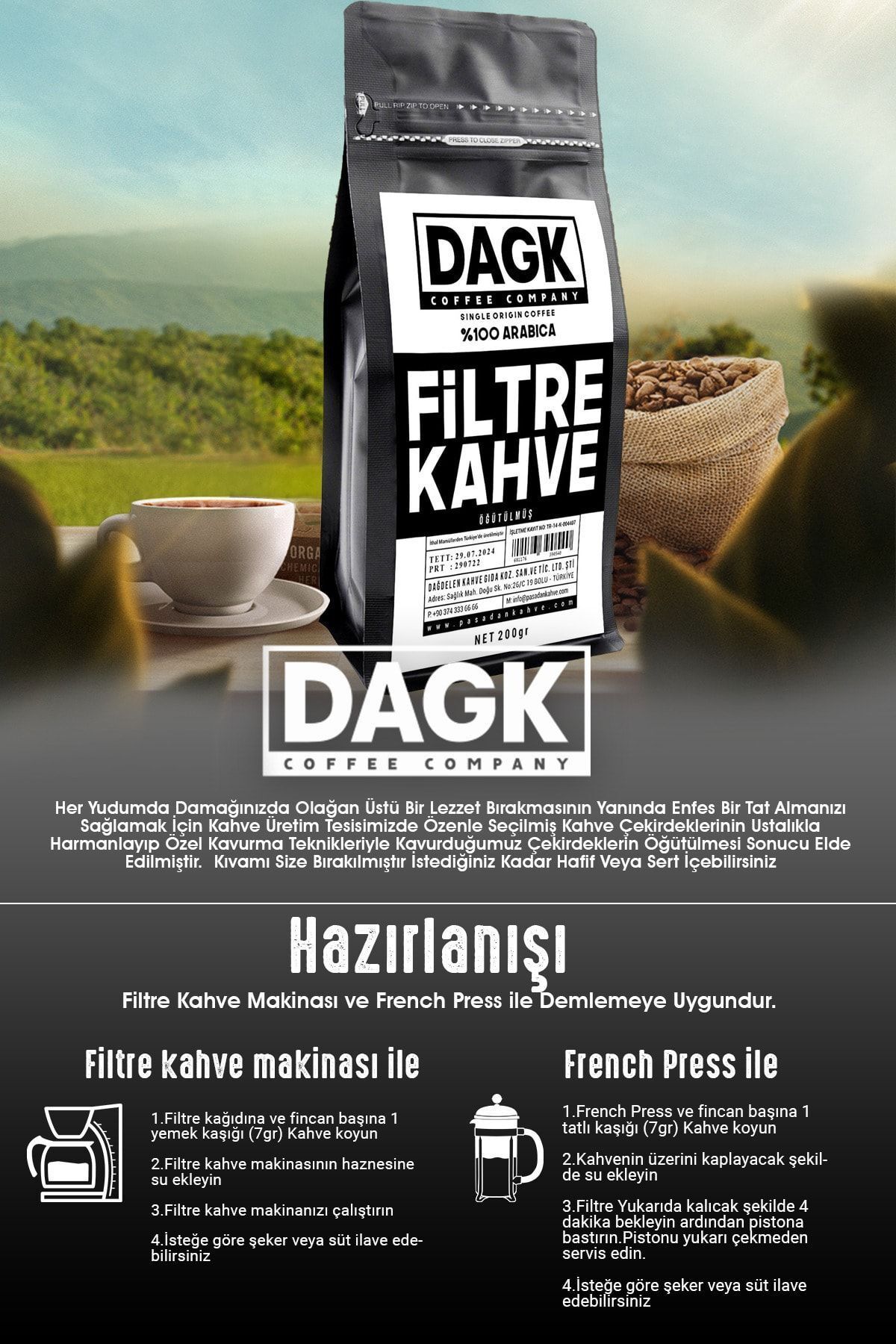 Dagk Filtre Kahve 200gr Öğütülmüş - Görsel 5