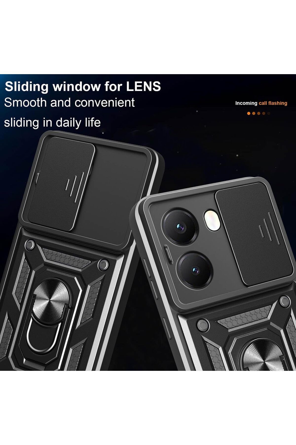 Fibaks Poco X7 Pro Kılıf Kamera Korumalı Sürgülü Yüzüklü Armor Military Tank Koruyucu Kapak - Görsel 2