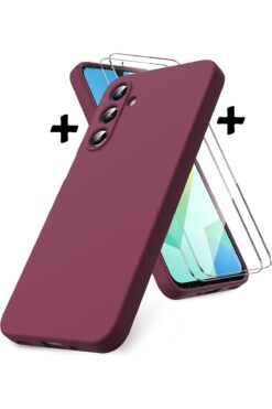 m.tk moveteck Samsung Galaxy A16 Kılıf Kamera Korumalı Yumuşak Renkli Mat Silikon + 9H Ekran Koruyucu Cam 2in1 Set