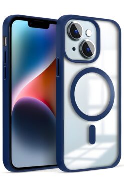 Fibaks İphone 13 - 14 - 15 Uyumlu Kılıf Magsafe Wireless Şarj Özellikli Tam Renkli Sert Silikon Ege Kapak