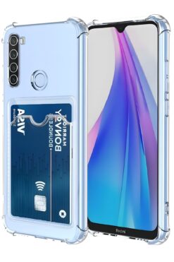 Fibaks Xiaomi Redmi Note 8 Kılıf Kamera Koruma ve Köşe Korumalı Kartlıklı Cüzdanlı Darbe Emici Kapak