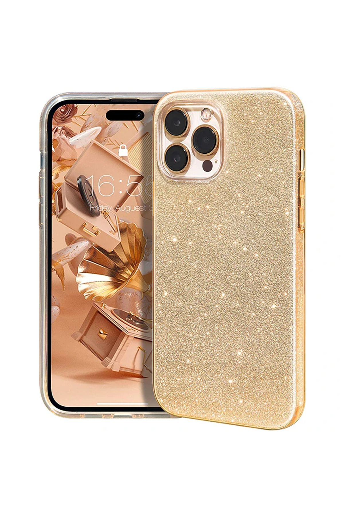 GRABONO Apple iPhone 13 Pro Kılıf Parlak Simli Muhteşem Görünüm, Sert ve Dayanıklı - Görsel 2