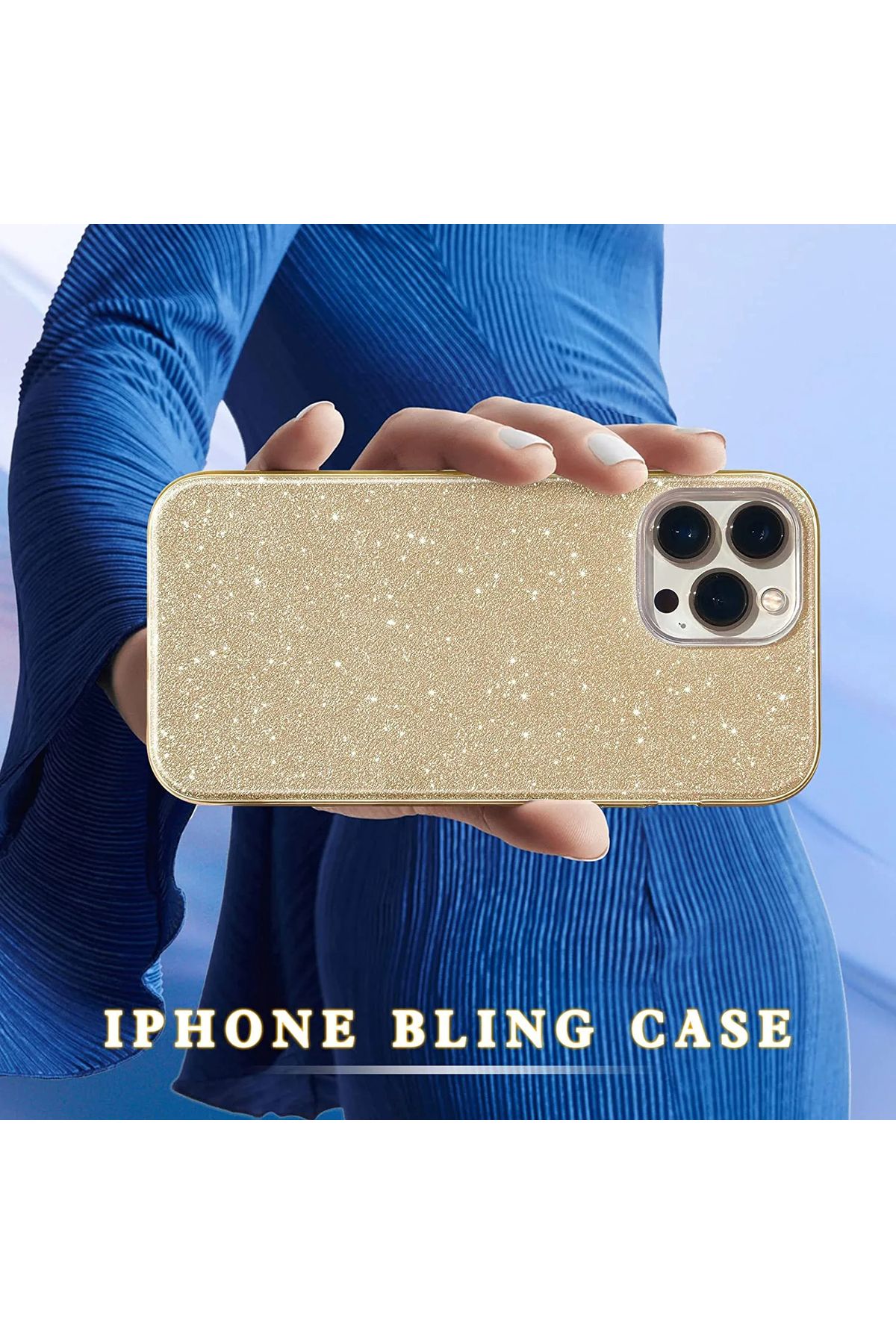 GRABONO Apple iPhone 13 Pro Kılıf Parlak Simli Muhteşem Görünüm, Sert ve Dayanıklı - Görsel 3