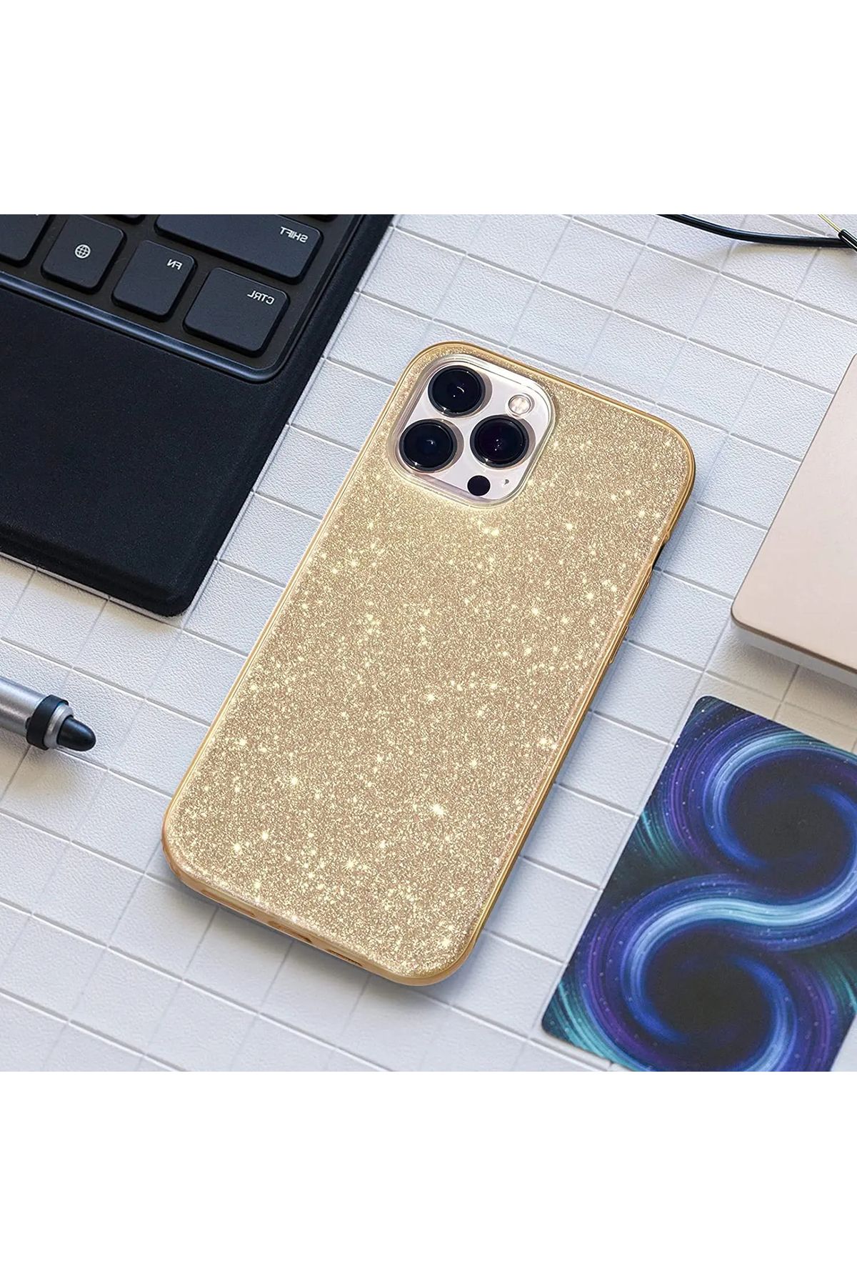 GRABONO Apple iPhone 13 Pro Kılıf Parlak Simli Muhteşem Görünüm, Sert ve Dayanıklı - Görsel 4