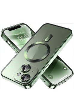 Fibaks Apple Iphone 13 - 14 Kılıf Kamera Lens Korumalı Magsafe Şarj Kilifi Şeffaf Renkli Yumuşak Kapak