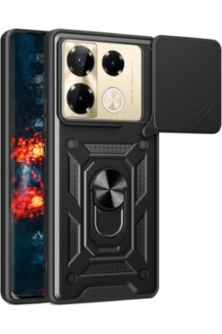 Fibaks İnfinix Note 40 Pro Kılıf Kamera Korumalı Sürgülü Yüzüklü Armor Tank Kapak