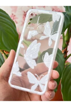 Fibaks Samsung Galaxy M30S/M21 Kılıf Şeffaf Kelebek Tasarımlı Desenli Kamera Korumalı Yumuşak Silikon Kapak