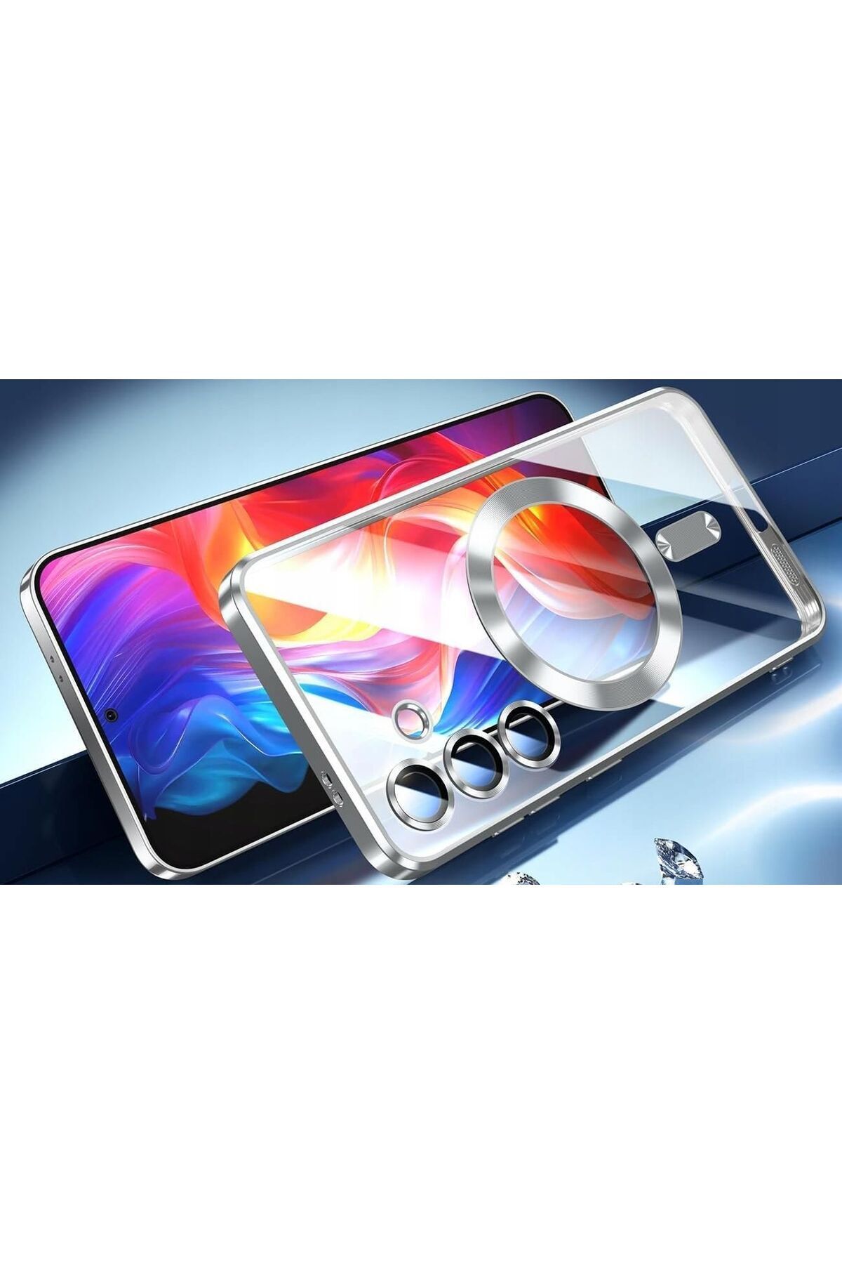 Fibaks Samsung Galaxy S25 Plus Kılıf Magsafe Wireless Şarj Destekli Parlak Renkli Lens Korumalı Kapak - Görsel 2