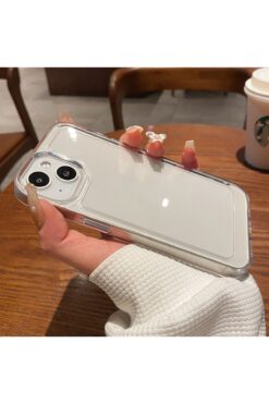 EDELFU Iphone 13 - 14 Için Şeffaf Arkası Sararmaz Sert Mika Ekran Ve Kamera Çıkıntılı Silikon Kapak