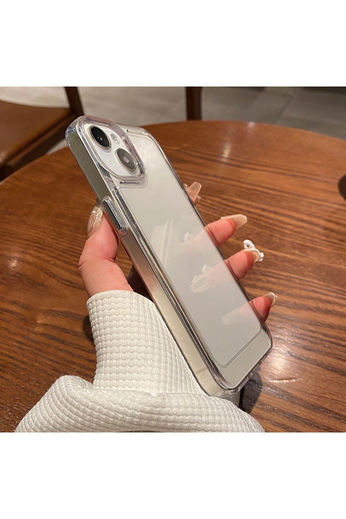 EDELFU Iphone 13 - 14 Için Şeffaf Arkası Sararmaz Sert Mika Ekran Ve Kamera Çıkıntılı Silikon Kapak - Görsel 2