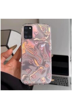 Zebana Samsung Galaxy A31 Uyumlu Kılıf Zebana Pink Heart Silikon Kılıf Pembe