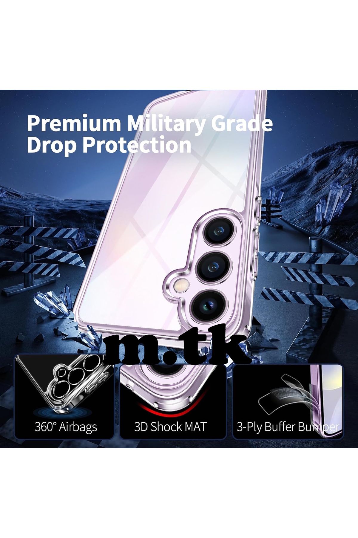 m.tk moveteck Samsung Galaxy A55 Kılıf Kamera Çıkıntılı Korumalı Yumuşak Şeffaf Silikon +9h Ekran Koruyucu Cam Set - Görsel 2