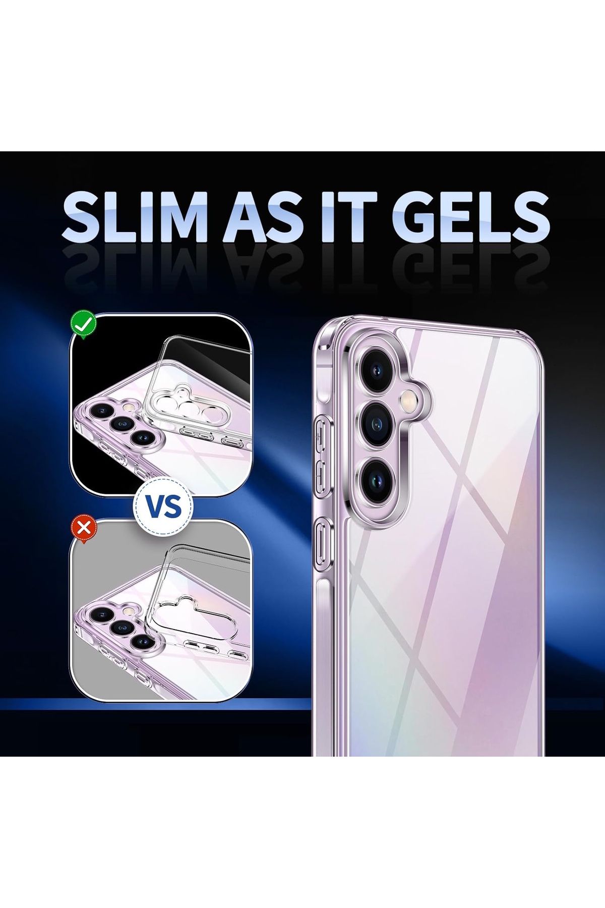 m.tk moveteck Samsung Galaxy A55 Kılıf Kamera Çıkıntılı Korumalı Yumuşak Şeffaf Silikon +9h Ekran Koruyucu Cam Set - Görsel 4