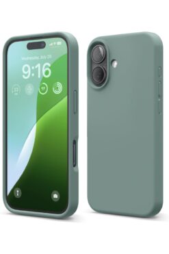 KVK PRİVACY Apple iPhone 16 Kılıf Kadife Lansman Soft Yumuşak Liquid Silikon Kamera Korumalı Kapak Yeşil