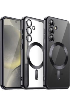 Fibaks Samsung Galaxy S24 Plus / S25 Plus Kamera Lens Korumalı Magsafe Şarj Kilifi Şeffaf Yumuşak Kapak