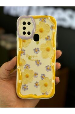 Fibaks Galaxy A21s Uyumlu Kılıf Tasarımlı Desenli Kamera Korumalı Papatya Çiçek Renkli Silikon Kapak