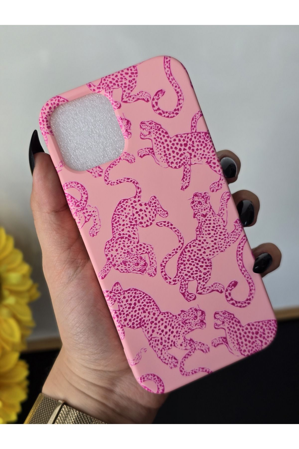 Magic Ring Iphone 12 / 12 Pro Uyumlu Pembe Leopar Desenli Lansman Kılıf - Görsel 2