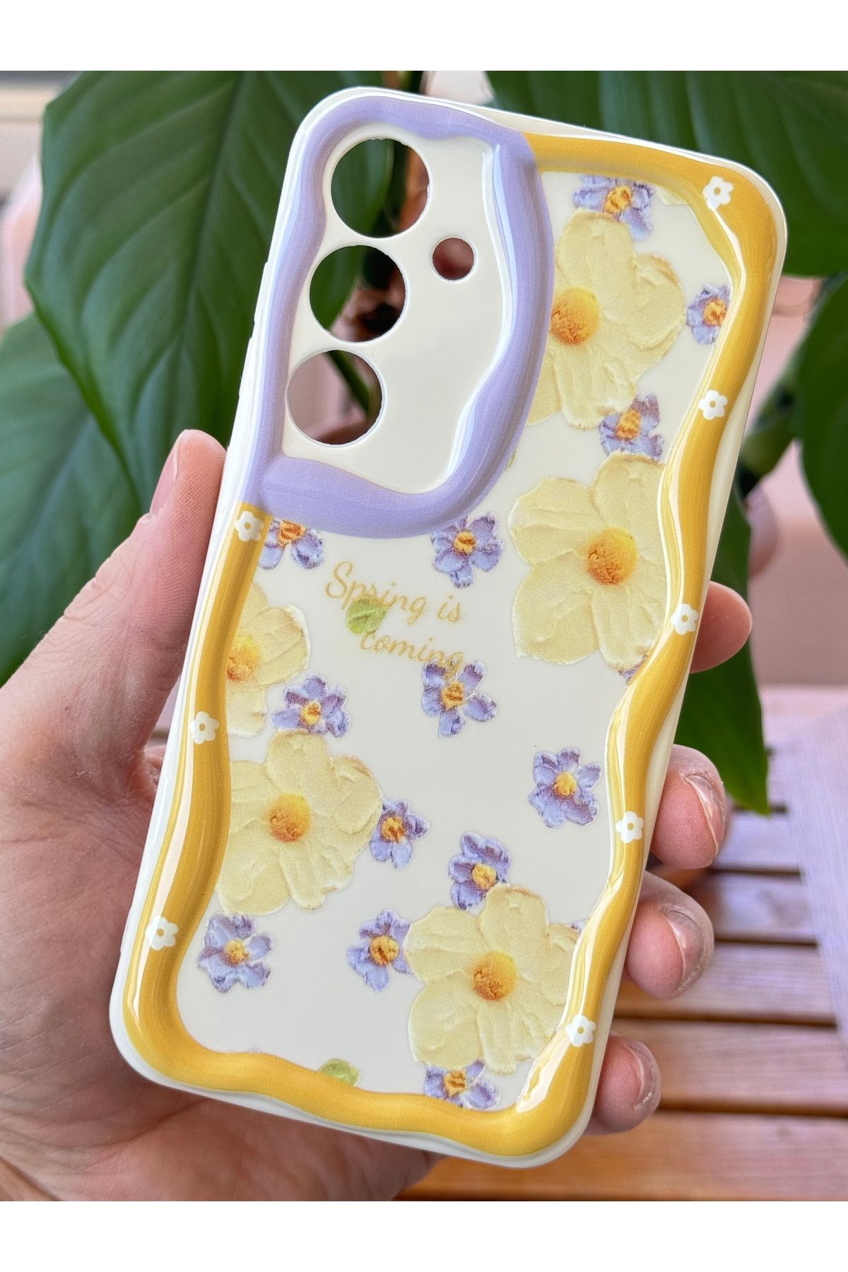 Fibaks Galaxy A54 Uyumlu Kılıf Tasarımlı Desenli Kamera Korumalı Papatya Çiçek Renkli Silikon Kapak