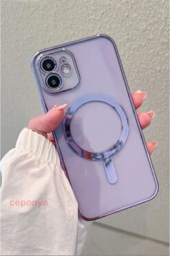 Ceponya Iphone 11 Tam Uyumlu Köşeleri Renkli Şeffaf Kamera Korumalı Magsafe Luxury Kılıfı