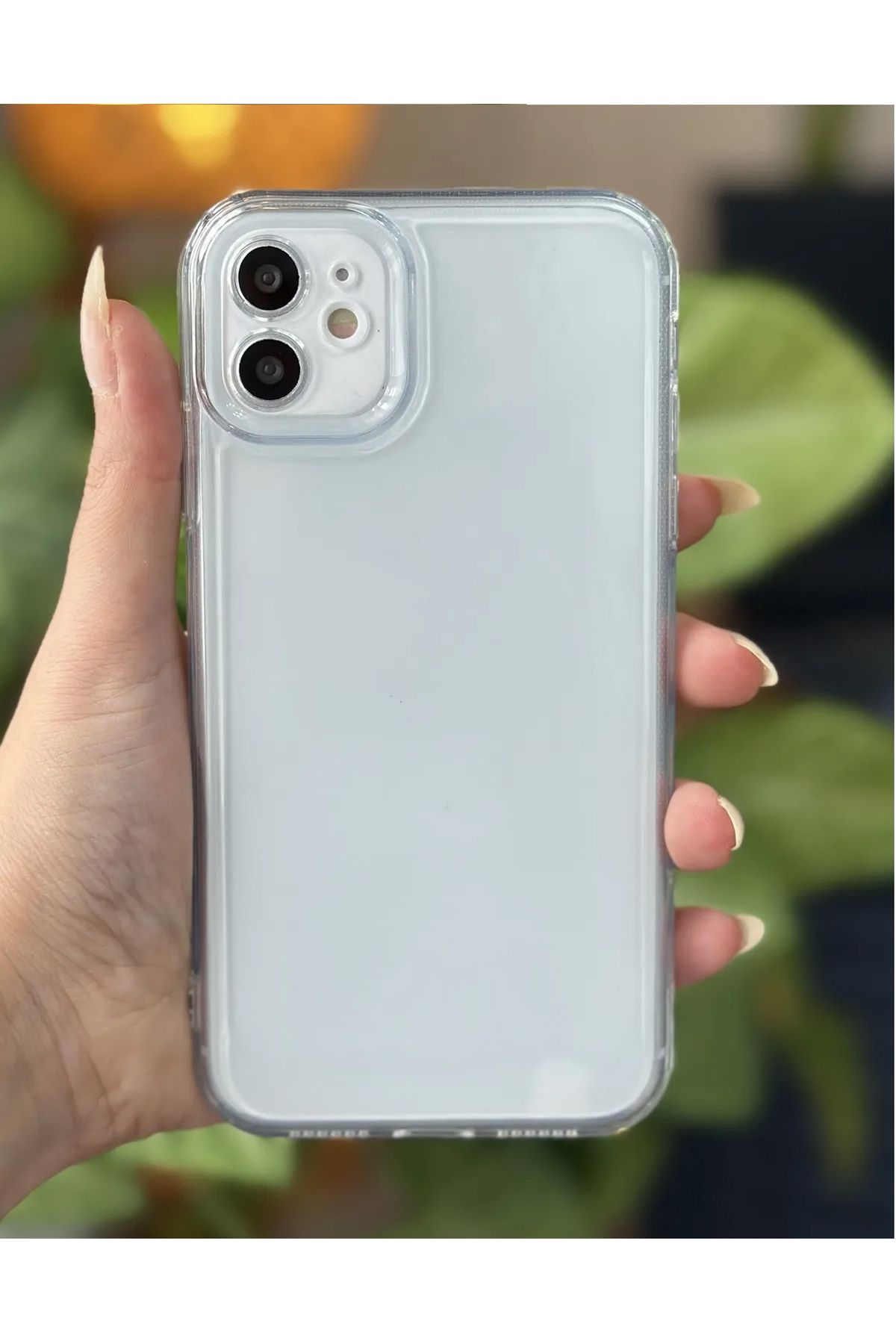 Powerfox iPhone 11 Uyumlu (Köşeli 12 Görünümlü) Şeffaf Kamera Korumalı Silikon Kılıf