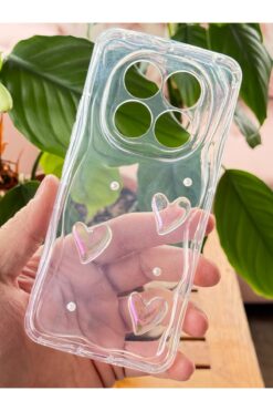 Fibaks Redmi Note 14 Pro 4Guyumlu Kılıf Kalpli İnci Tasarımlı Desenli Kamera Korumalı Şeffaf Silikon Kapak