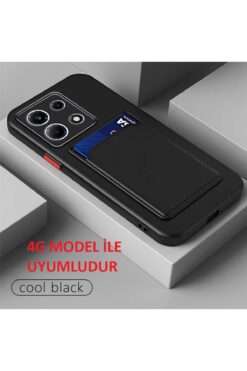 Fibaks Redmi Note 13 Pro 4g | Kılıf Kamera Korumalı Kartlıklı Cüzdanlı Kırmızı Tuşlu Silikon Kapak