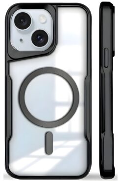 Fibaks İphone 14 Plus 15 Plus Uyumlu Kılıf Prizma Kamera Çıkıntılı Magsafe Şarj Destekli Mat Renkli Şeffaf