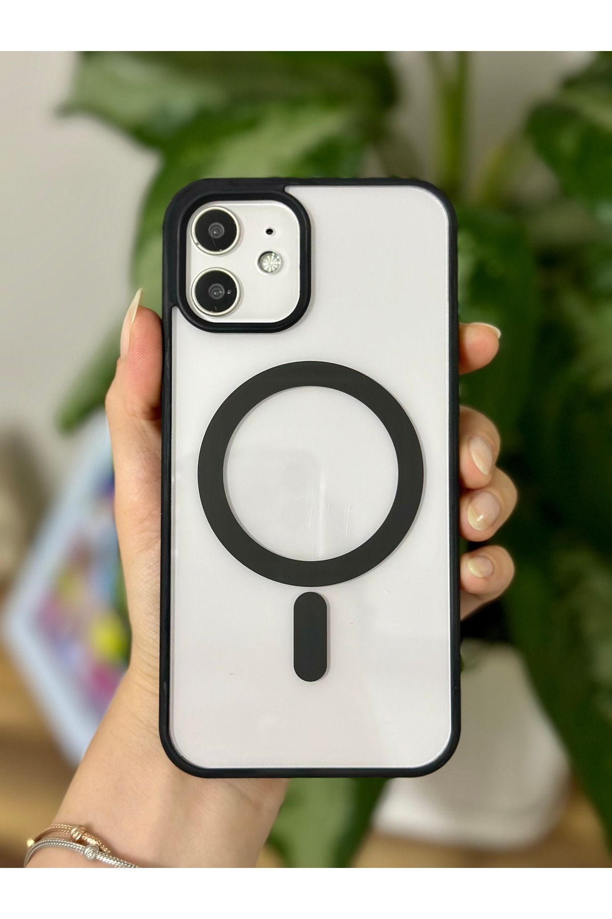 Go Aksesuar Iphone 12 ve 12 Pro Uyumlu Magsafe Özellikli Renkli Şeffaf Kılıf