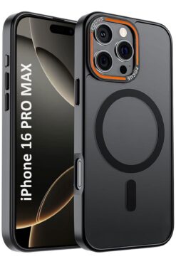 CEPSTOK Apple iPhone 16 Pro Max Siyah Kılıf Magsafe Wireless Şarj Özellikli Mat Silikon Kapak