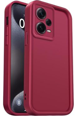 Fibaks Xiaomi Redmi Note 12 Pro 5G Kılıf Kamera Korumalı Yumuşak Dokulu Darbe Emici Bordo Silikon Kapak