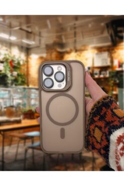 Caseji Apple Iphone 16 Pro Uyumlu Kılıf Standlı Mat Magsafe Metal Tuş Kamera Lens Hediyeli Nevada Case
