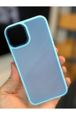 Fibaks Apple Iphone 11 Uyumlu Kılıf Metal Çerçeve Hassas Butonlu Renkli Buzlu Şeffaf Transparan Kapak