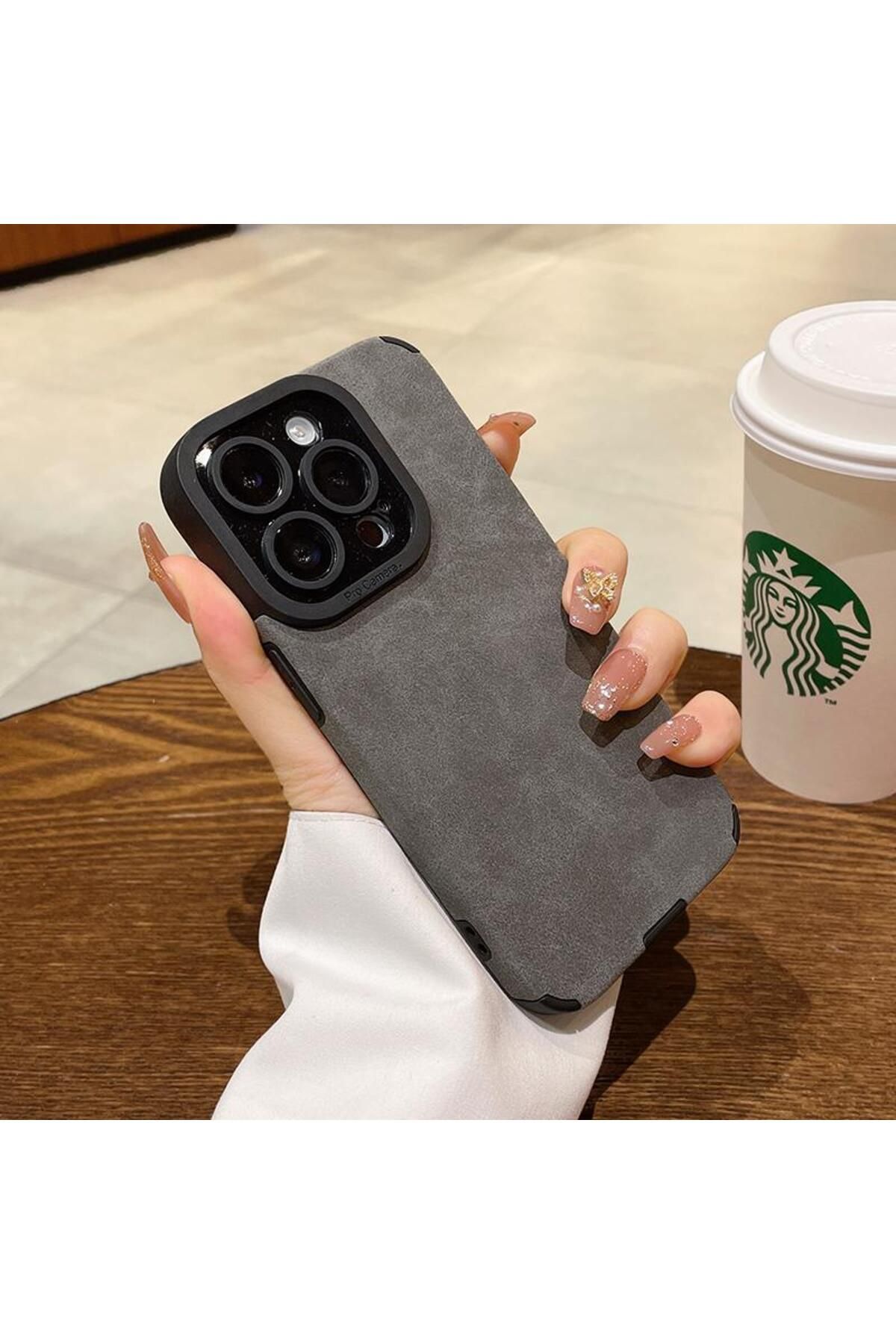 bbtech İphone 15 PRO ile Uyumlu Suni Süet Kamera Korumalı Lion Case