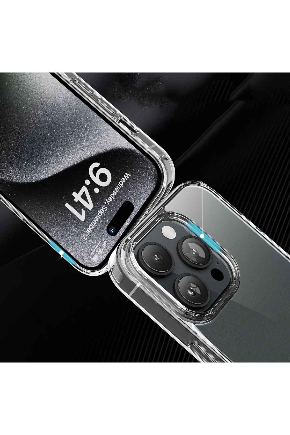 Powerfox Iphone 15 Pro Max Uyumlu Kristal Parlaklık Şeffaf Kutulu Kılıf - Görsel 2