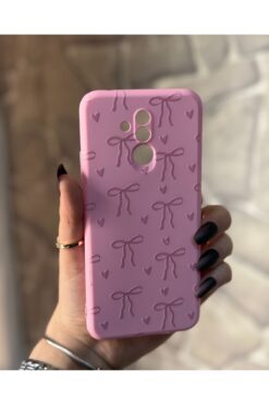 Store Huawei Mate 20 Lite Uyumlu Kalp ve Kurdale Desenli içi Kadife Silikon Kılıf