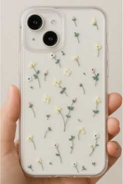 Fibaks İphone 14/13 Uyumlu Kılıf Tasarımlı Desenli Kamera Korumalı Şeffaf Çiçek Esnek Yumuşak Silikon Kapak