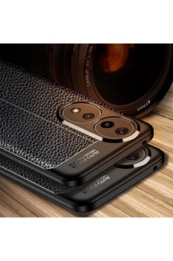 Fibaks Honor 90 Kılıf Kamera Çıkıntılı Deri Görünümlü Dikiş Desenli Koruyucu Kapak Kilif