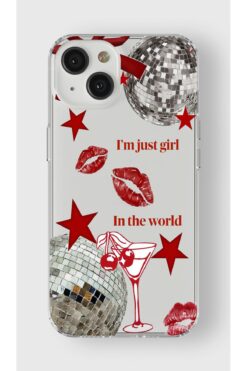 moonset Iphone 13 Mini Uyumlu Im Just Girl Tasarımlı Baskılı Şeffaf Telefon Kılıfı